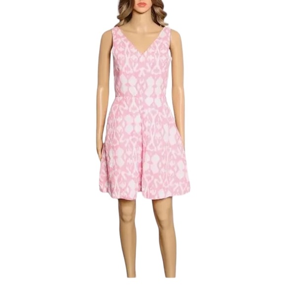 GAP 100% Linen Sleeveless A-Line V-neck Dress Pink / White Size 4 NWT - Picture 4 of 10